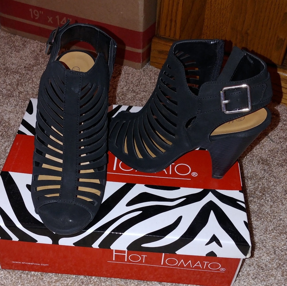 Black cutout heels